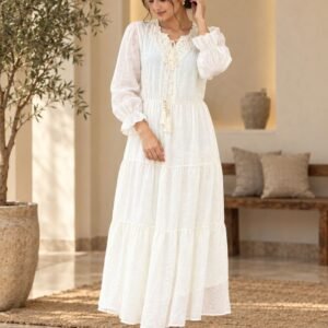 Ivory Tiered Maxi Dress – Hikma