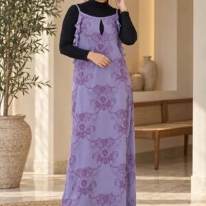Purple Floral Printed Pinafore Maxi Dress – Hikma