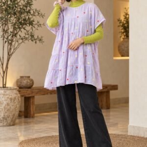Lavender Confetti Embroidered Tiered Top – Hikma