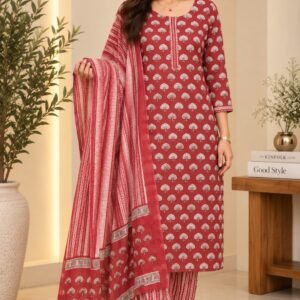 Maroon Printed Kurta Set – Hikma