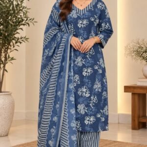 Blue Floral Printed Set | Hikma
