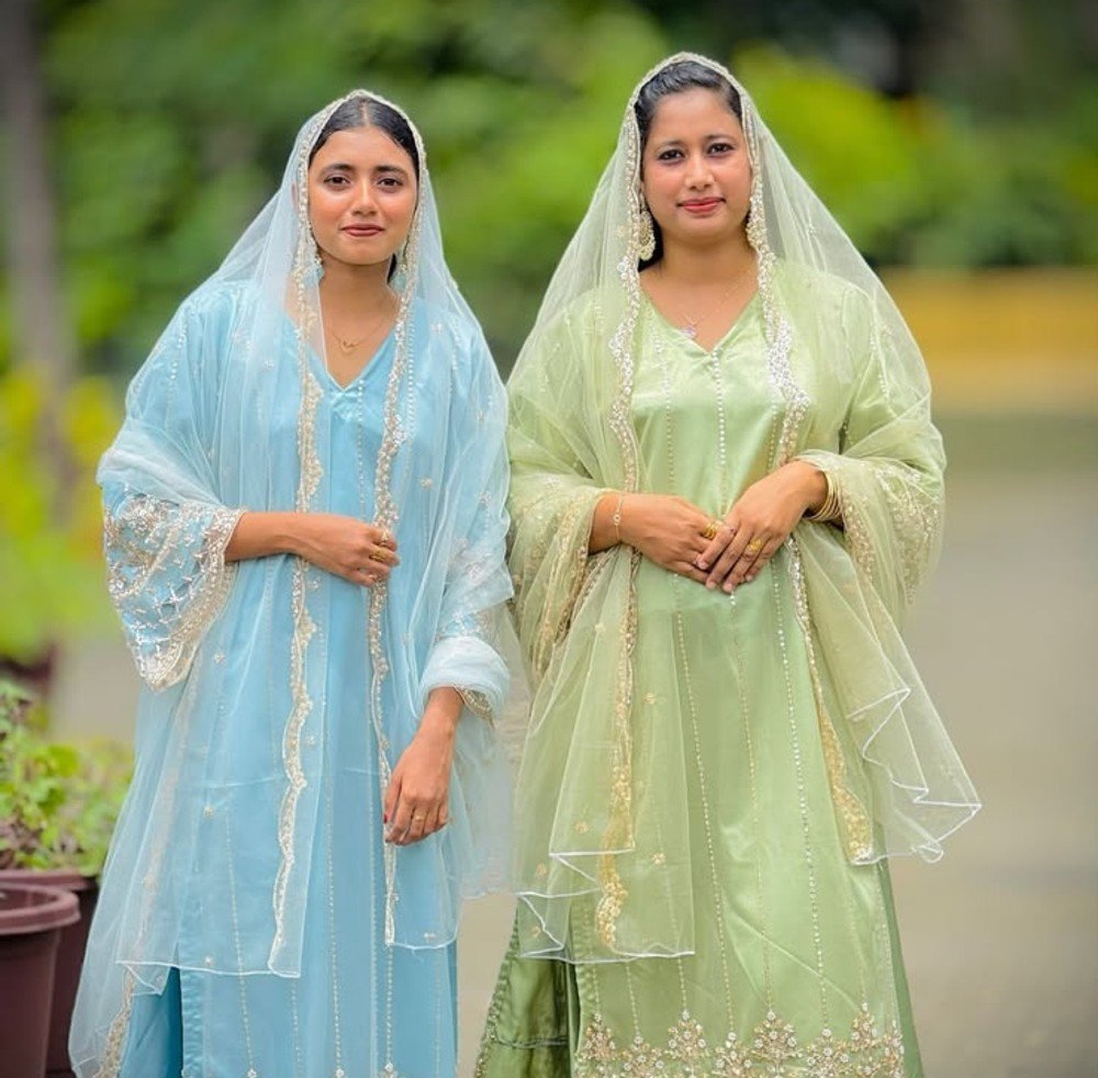 Hikmah Collections customised modest wear, pastel blue and mint green