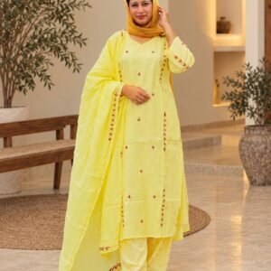 Yellow Embroidered Suit Set – Hikma