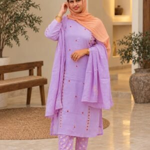 Lavender Embroidered Kurta Set Hikma