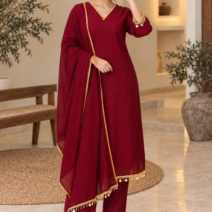 Maroon Embellished Anarkali Suit Set – Hikma