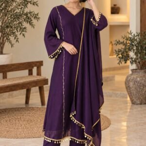 Deep Purple Embellished Anarkali Suit Set – Hikma